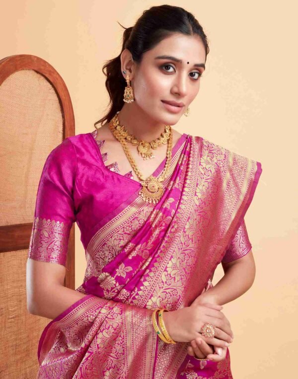 Noir & Grace Pink Color Sreee With Blouse || Saree For Women || Trending Saree For Women || Bollywood Stylish Fancy Party Wear Wedding Festive Bridal Sari || Banarasi saree || Kanjiavaram saree || Silk saree || Pure silk saree