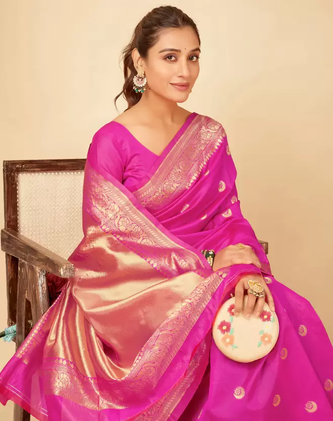Noir & Grace Pink Color Sreee With Blouse || Saree For Women || Trending Saree For Women || Bollywood Stylish Fancy Party Wear Wedding Festive Bridal Sari || Banarasi saree || Kanjiavaram saree || Silk saree || Pure silk saree