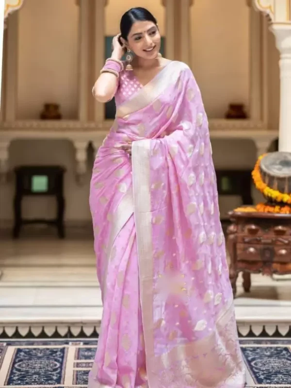 Noir & Grace Pink Color Sreee With Blouse || Saree For Women || Trending Saree For Women || Bollywood Stylish Fancy Party Wear Wedding Festive Bridal Sari || Banarasi saree || Kanjiavaram saree || Silk saree || Pure silk saree