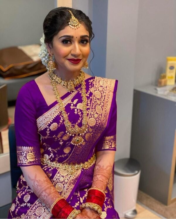 Noir & Grace Purple Color Sreee With Blouse || Saree For Women || Trending Saree For Women || Bollywood Stylish Fancy Party Wear Wedding Festive Bridal Sari || Banarasi saree || Kanjiavaram saree || Silk saree || Pure silk saree