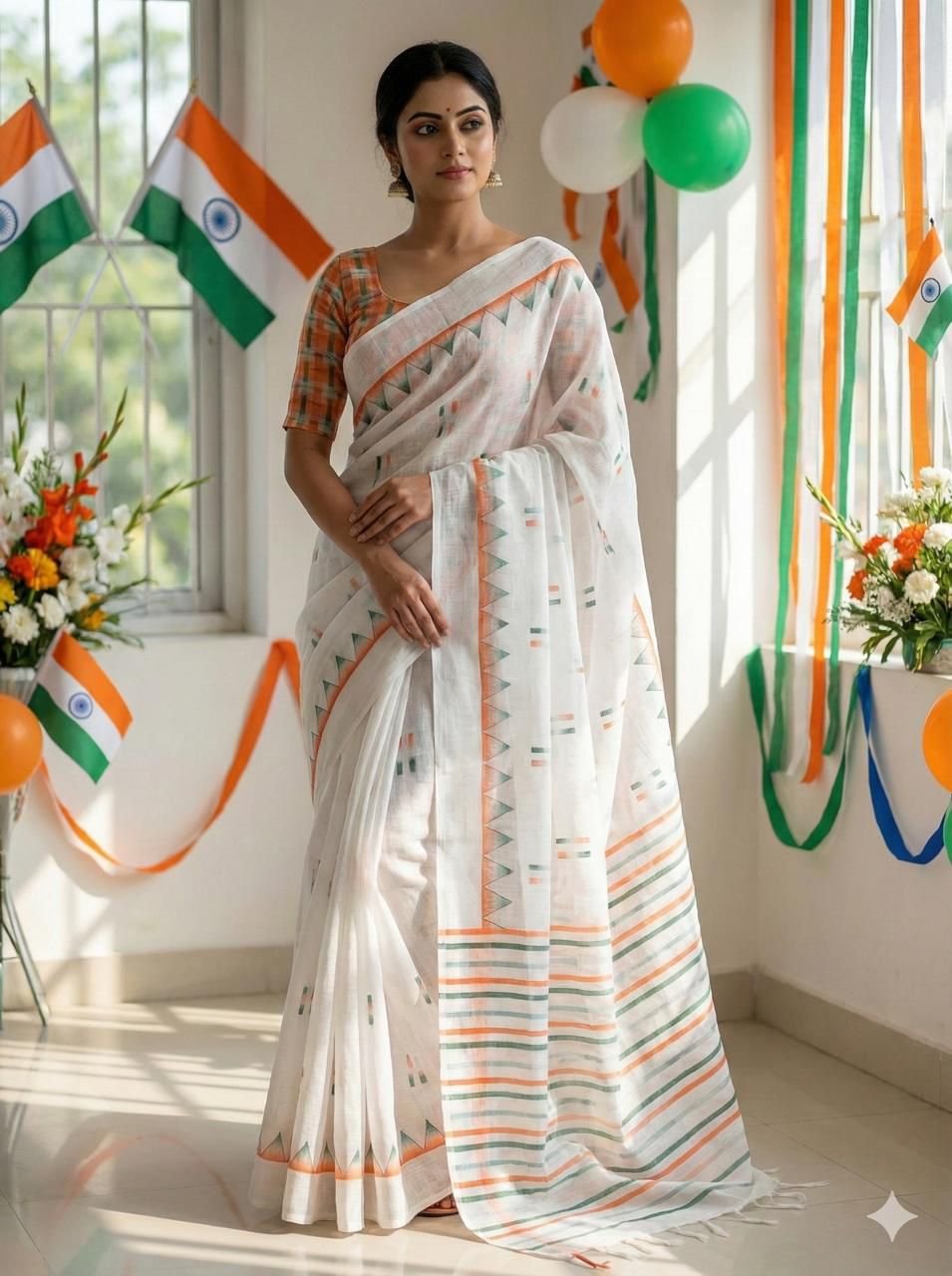 Noir & Grace Linen Soft Digital Print Saree with Printed Blouse