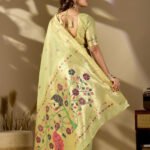 Pista green Paithani cotton saree peacock and tree of life pallu