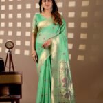 Sea Green Paithani Cotton Saree by Noir and Grace