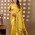 Yellow Paithani Cotton Saree by Noir and Grace