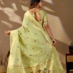 Pista Green Paithani Cotton Saree - view 4