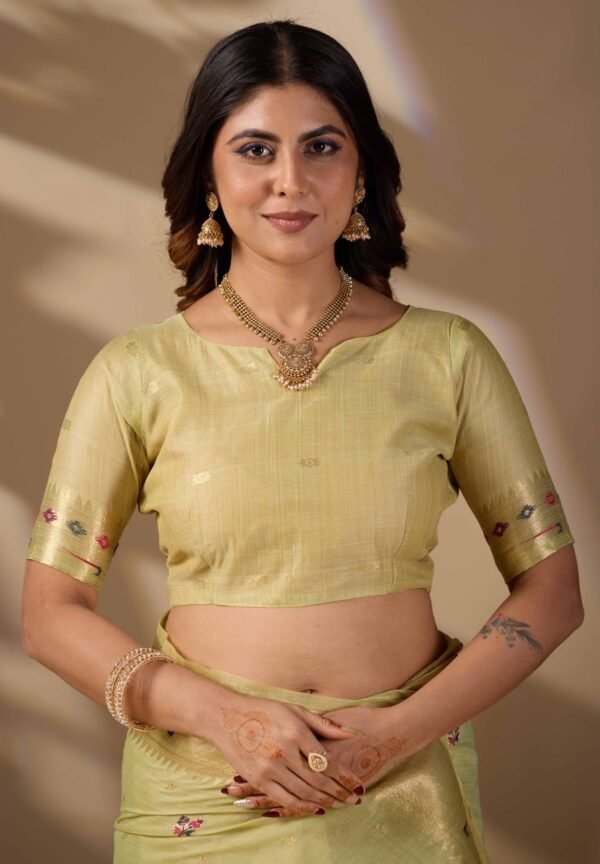 Pista Green Paithani Cotton Saree - view 6