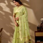 Pista Green Paithani Cotton Saree - view 3