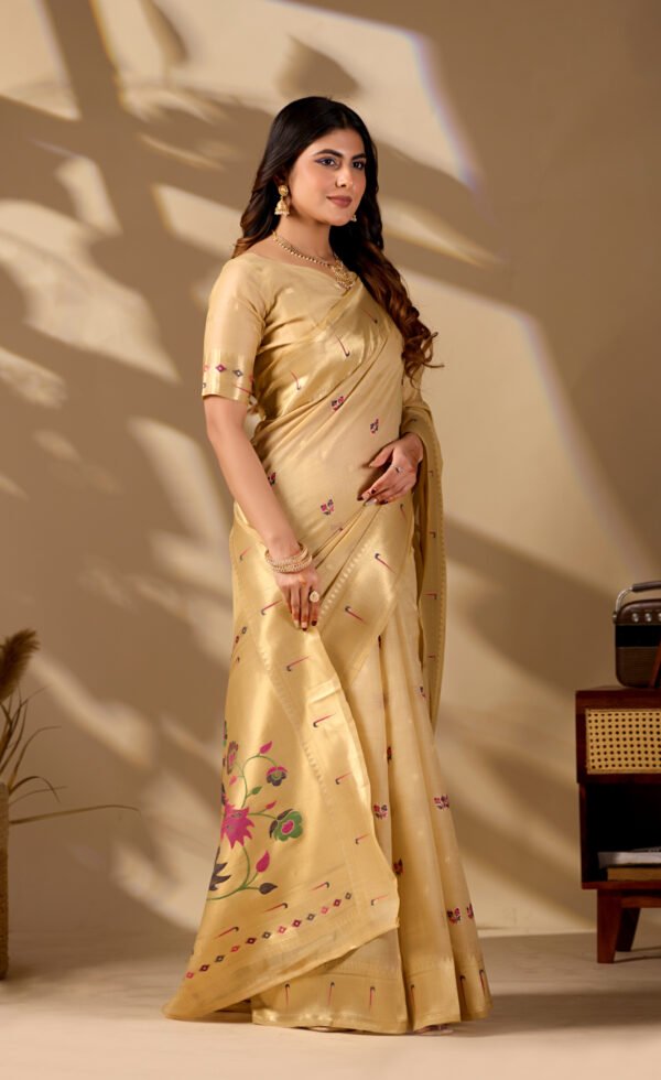 Beige Paithani Cotton Saree - view 2