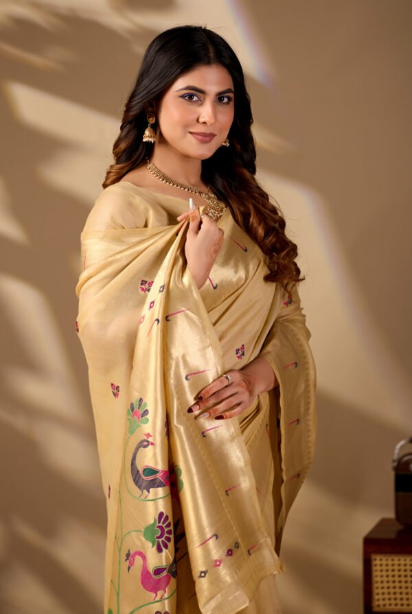Beige Paithani Cotton Saree - view 5