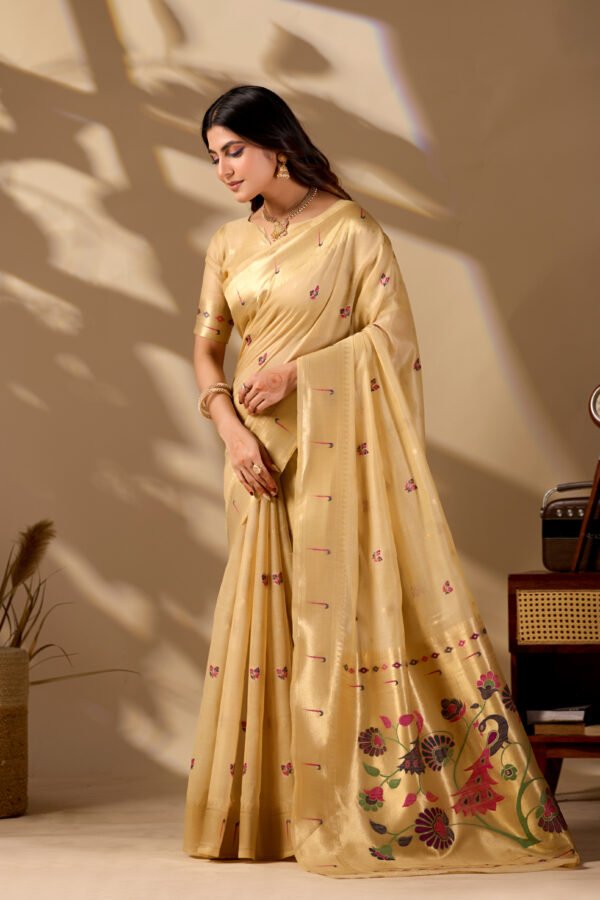 Beige Paithani Cotton Saree - view 3