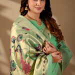 Sea Green Banarasi Cotton Saree - view 5