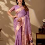 Lavender Paithani Cotton Saree by Noir and Grace