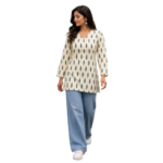Ivory Printed Cotton Short Kurti by Noir and Grace