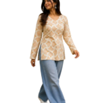 Cream Printed Cotton Short Kurti by Noir and Grace