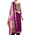 Wine Rayon Kurta Set with dupatta by Noir and Grace