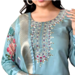 Sky Blue Rayon Kurta Set with dupatta by Noir and Grace