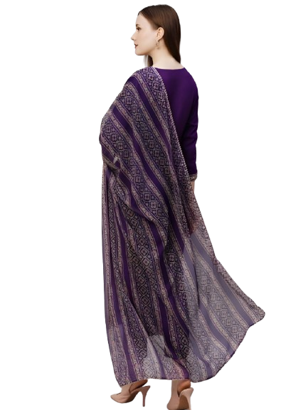 Royal Purple Rayon Kurta Set with dupatta by Noir and Grace