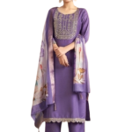 Lavender Rayon Kurta Set with dupatta by Noir and Grace