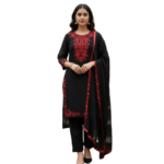 Black and Red Kurta Set with dupatta by Noir and Grace