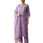 Lilac Rayon Kurta Set with dupatta by Noir and Grace