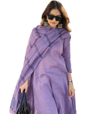 Light Purple Rayon Kurta Set with dupatta by Noir and Grace